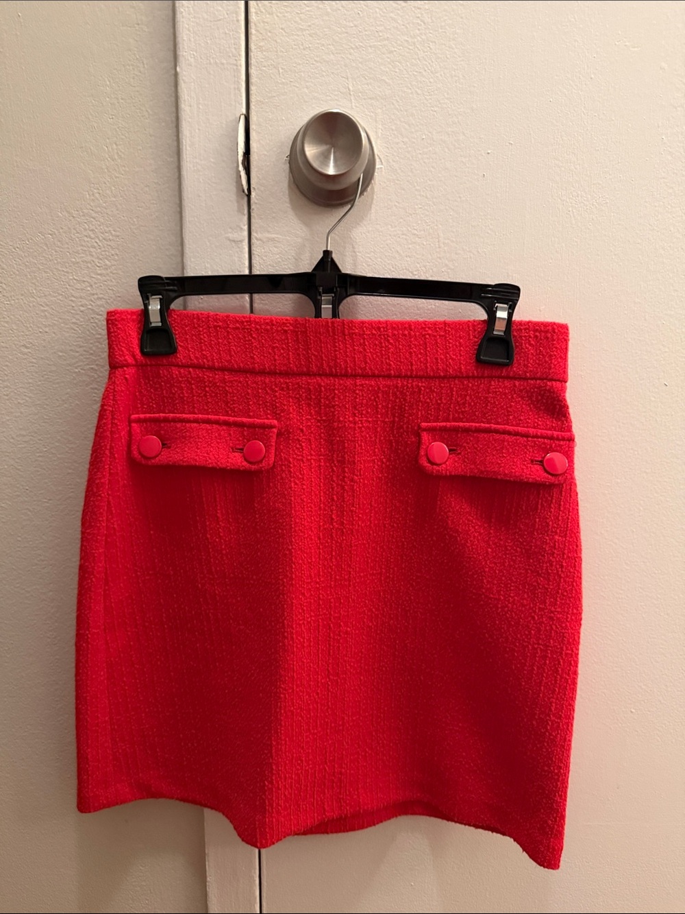 LOFT Bright Red Tweed Mini Skirt